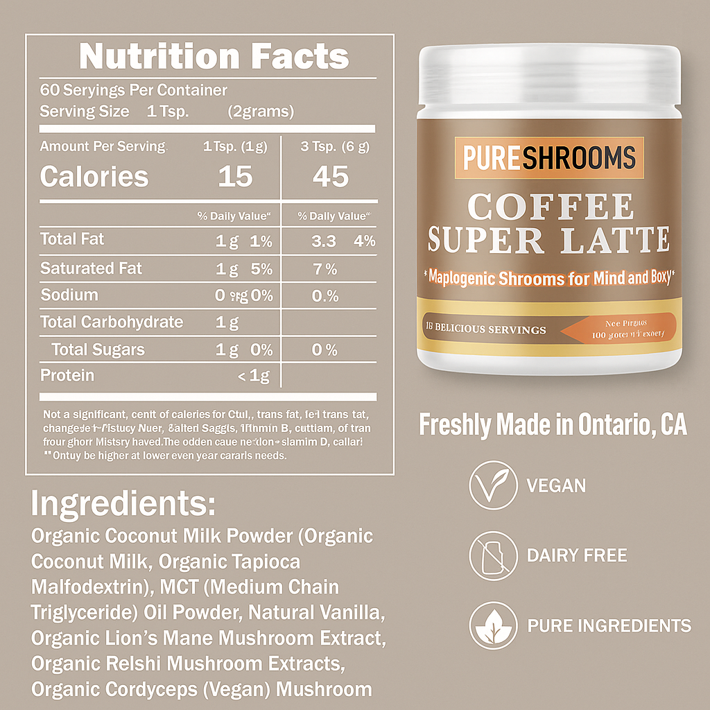 Adaptogenic Coffee Super Latte ā Clean Energy with Lionās Mane, Cordyceps, & Reishi
