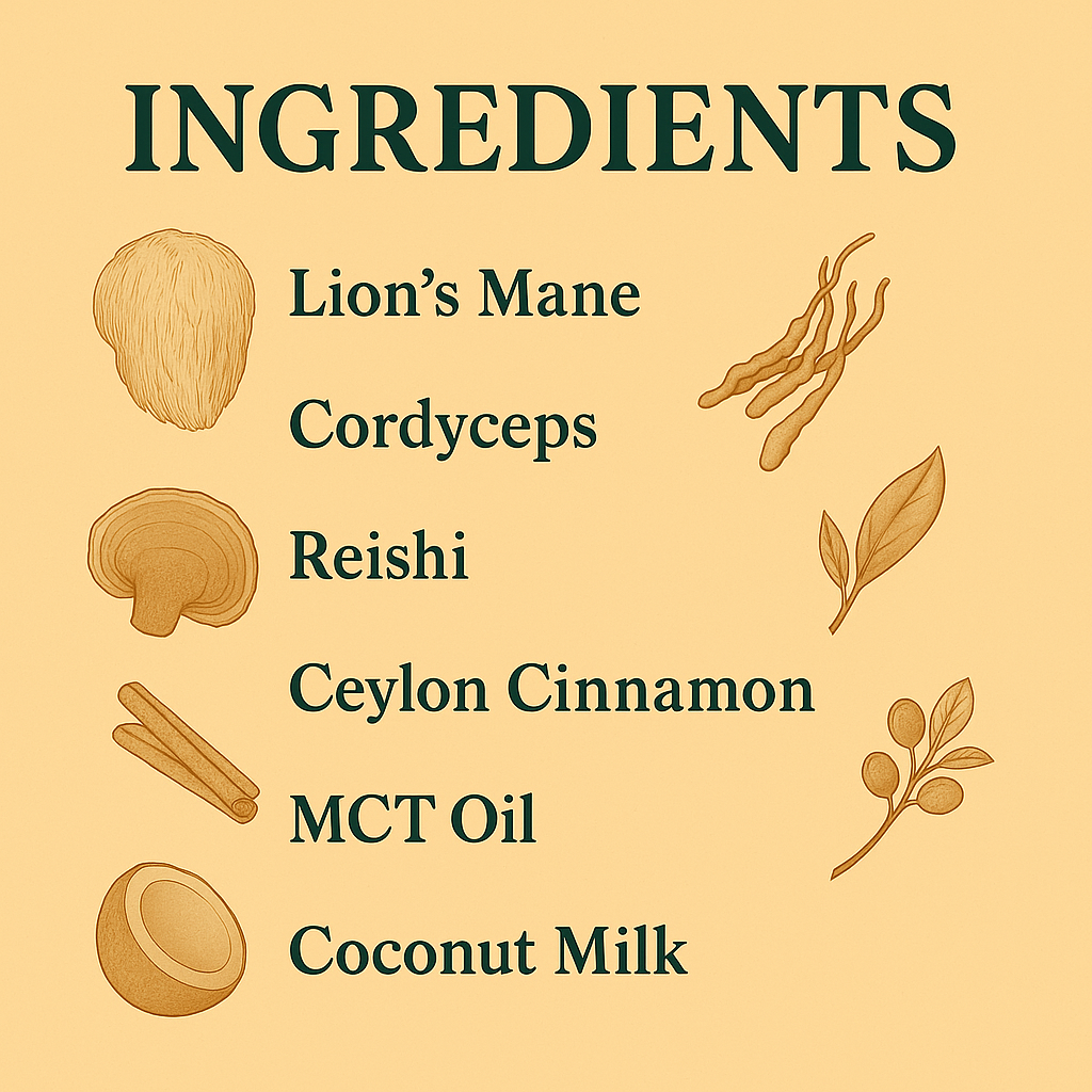 Adaptogenic Coffee Super Latte ā Clean Energy with Lionās Mane, Cordyceps, & Reishi
